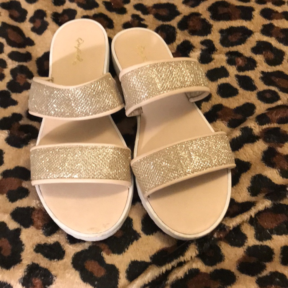 Qupid shimmery gold strap sandal ✨